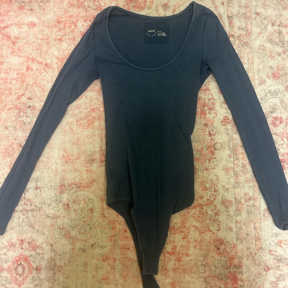 Aerie Navy Long Sleeve Bodysuit